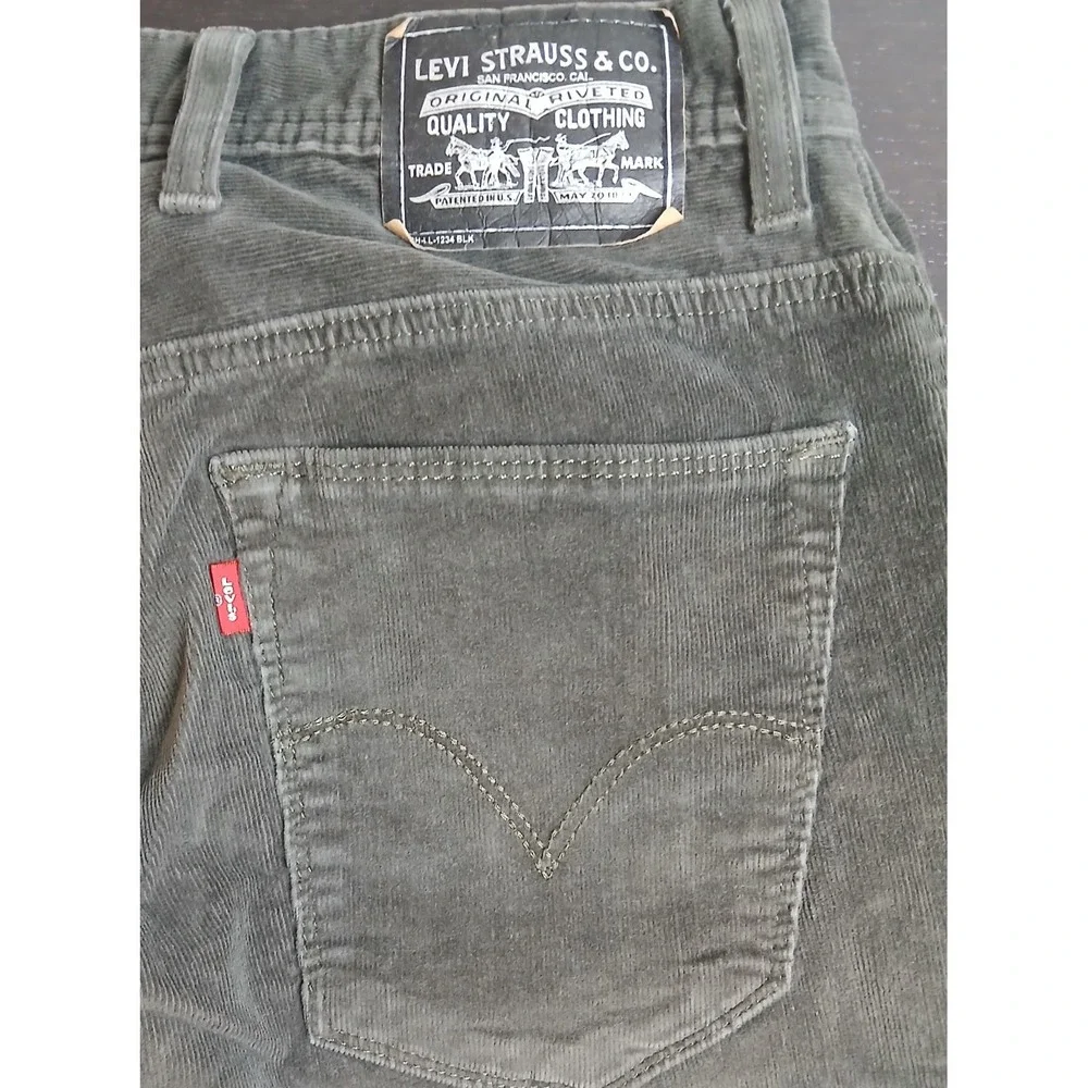 LeVi's Jeans‎ 29x33 Black Label Silver Tag Army Green Corduroy Distressed #437C